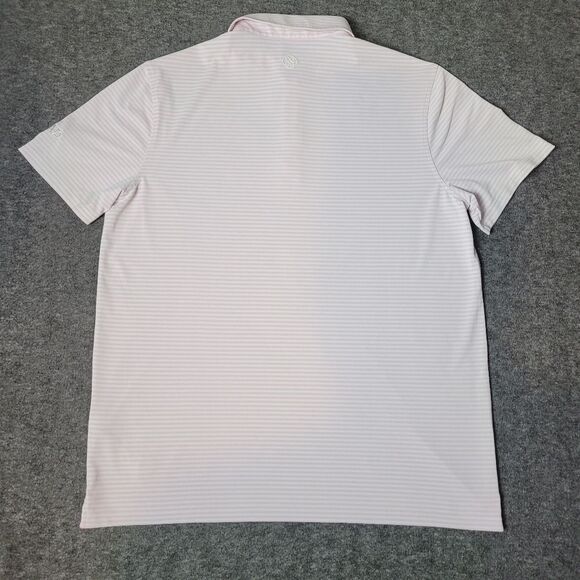 G/FORE Feeder Stripe Modern Spread Tech Pique Polo Mens XL Blush Pink - Picture 2 of 13